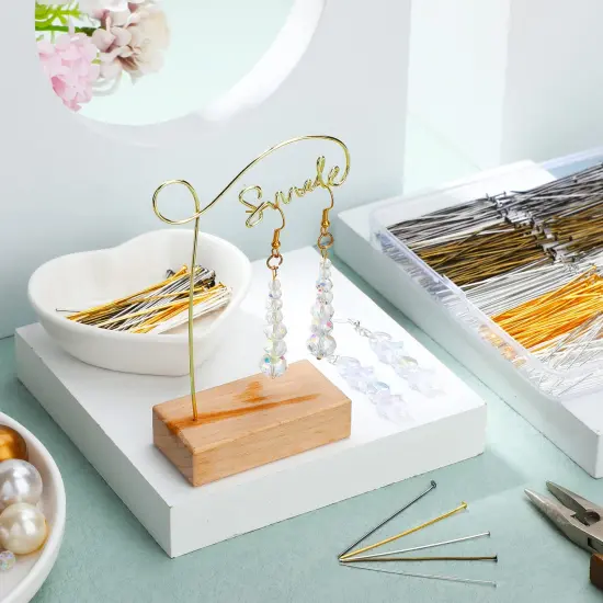 500 PCS Flat Head Pins for Jewelry Making 2 Inch Straight Head Pins Metal End Headpins DIY Head Pin Findings with Plastic Box for Craft Earring Bracelet Necklace Pendant Supplies (Mixed Colored) {4}