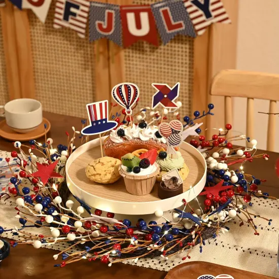 20" Patriotic Wreath with Lights {3}