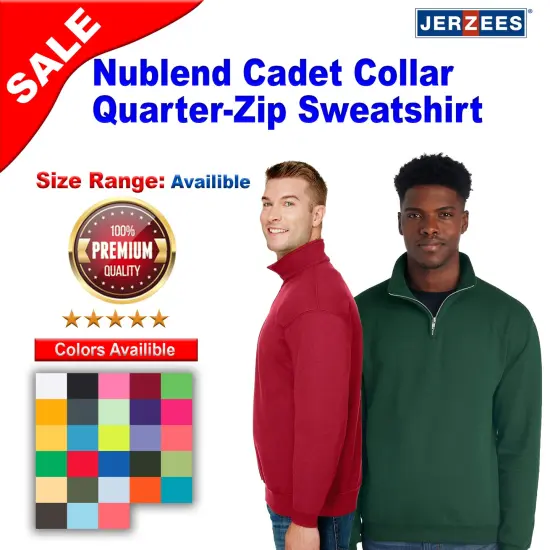 JERZEES&reg; Nublend Cadet Collar Quarter-Zip Long Sleeve Sweatshirt J. navy {2}
