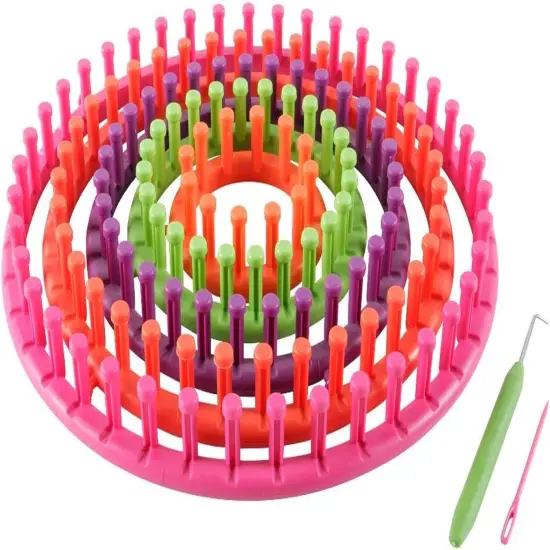 round Knitting Looms Set - Set of 5 Plastic Looms Knitting with 1 Knitting Yarn Loom Needle and 1 Plastic Loom Pick {1}