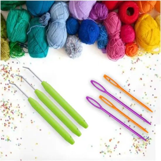 Loom Knit Hook Set, Crochet Needle Hook Kit, 8 Pcs Green Knitting Loom Hooks with 12 Pcs Colorful Plastic Sewing Needles for Knitting Looms Knitting Boards {7}