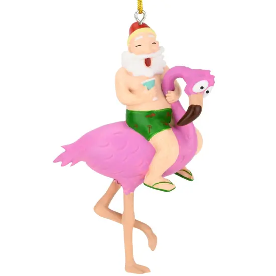 Tree Buddees Santa Riding a Pink Flamingo Tropical Christmas Ornament Decoration {2}