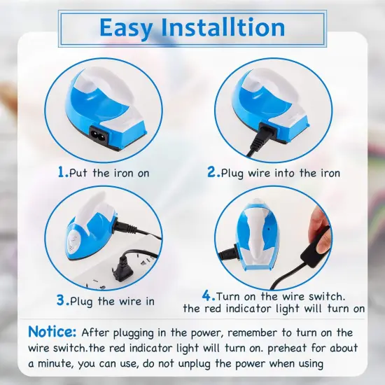 Iron Mini Heat Press Mini Iron Portable Handy Heat Press Small Iron with Charging Base Accessories for Beads Patch Clothes DIY Shoes T-Shirts Heat Transfer Vinyl Projects (Blue) {6}