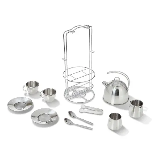 Stainless Steel Tea Set and Storage Stand, 11 Pieces {3}