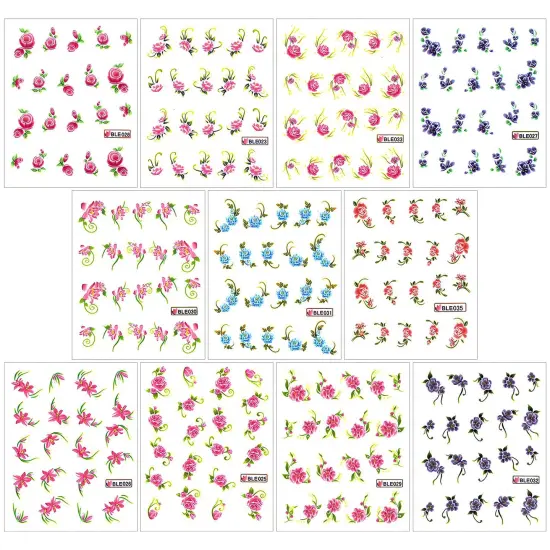Wrapables Floral Water Slide Nail Art Decals Water Transfer Nail Decals (11 designs/220 Nail Decals) {1}