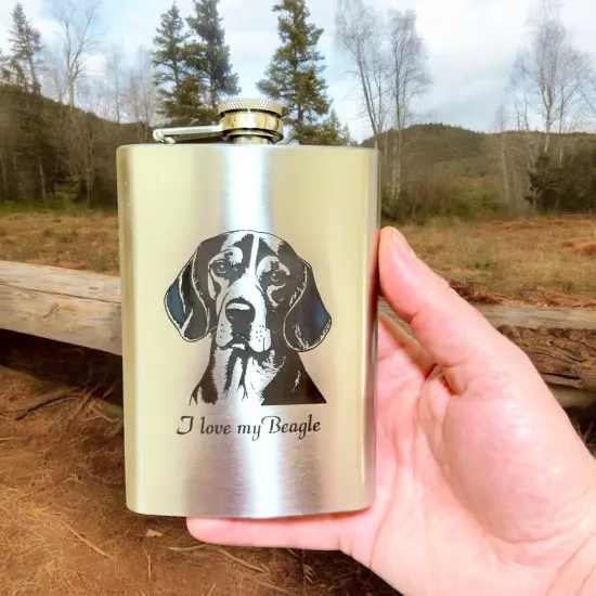 8oz I love my Beagle Stainless Stainless Steel Flask {4}