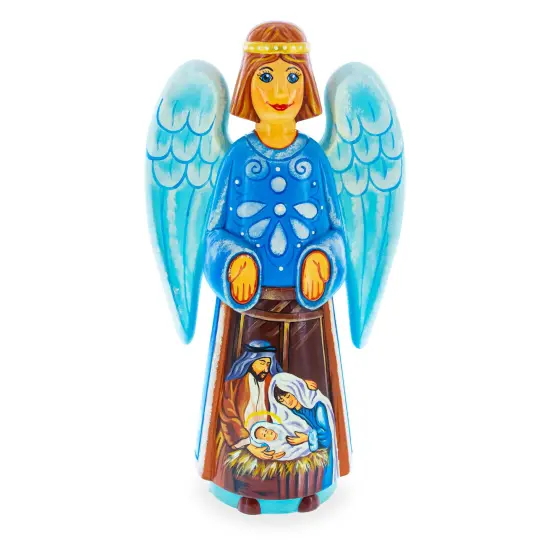 Nativity Scene Ukrainian Hand Carved Solid Wood Figurine 10 Inches {1}