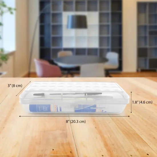BAZIC 8" LUCENT Clear Pencil Case Organizer Box {4}