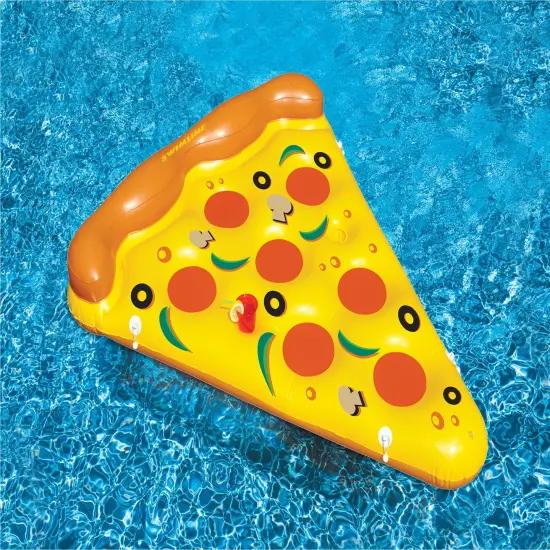 Swim Central Inflatable Yellow and Orange Pizza Slice Swimming Pool Float Raft - 72" {3}