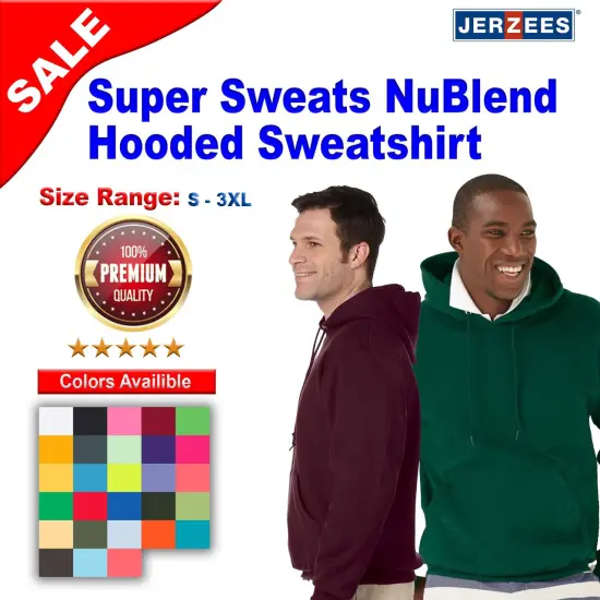 JERZEES&reg; Super Sweats Long Sleeve NuBlend Hooded Sweatshirt Black heather {2}