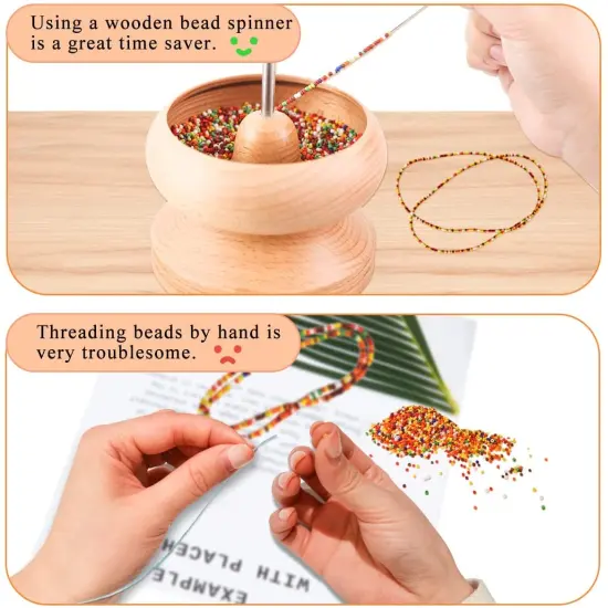8000 Pieces The Upgrade Version Wooden Bead Spinner with 2 Pcs Big Needles and 1 Surprise Gift Pack for Jewelry Making Tools,Quickly Stringing Beads Tool {5}
