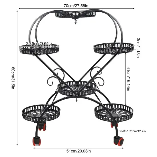 6 Pots Heart Shaped Metal Plant Stand Flower Stand Holder Shelf Indoor Garden {4}