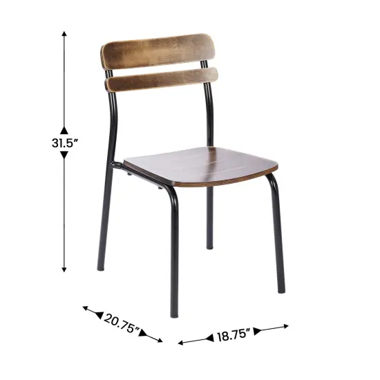 Emma and Oliver Blanchard Set of 2 Dining Chairs with Metal Frames and Solid Wood Seats and Backs with Antique Finishes Antique Copper {5}