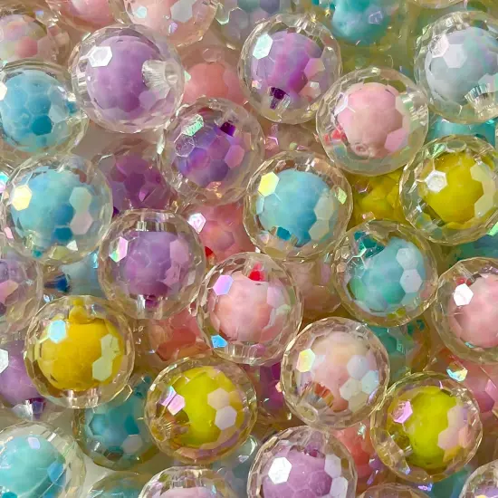 16mm Acrylic Beads 90 Pieces Shine Beads Colorful Beads Multicolor Round Beads for DIY Jewelry Making (ab Polyhedral) {2}