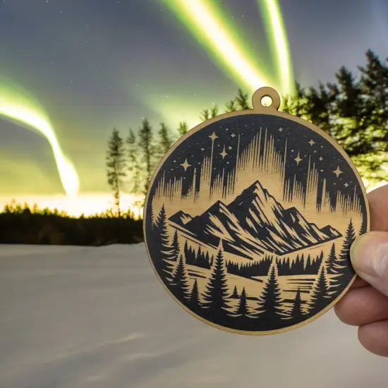Ornament - Black - Northern Lights aurora borealis {6}