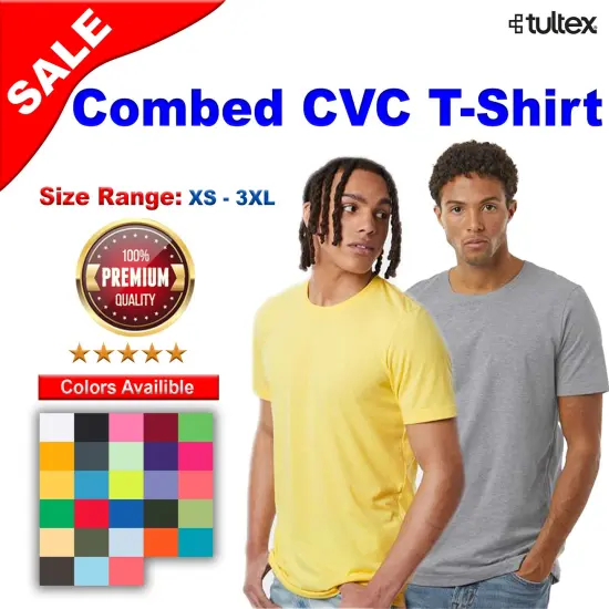Tultex&reg; Combed CVC Crewneck Short Sleeve T-Shirt Heather Tan {2}