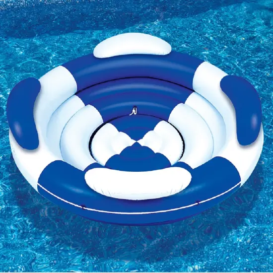 Swim Central 84" Inflatable Blue And White Sofa Island Swimming Pool Lounger {3}