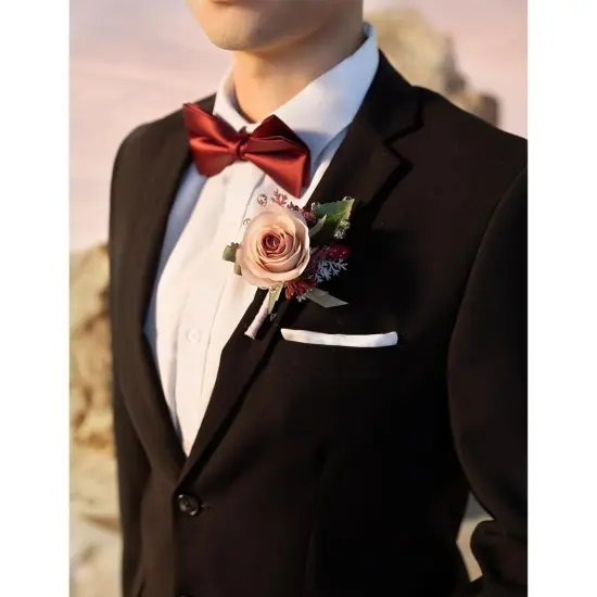 Boutonniere Set of 6 for Groom & Groomsmen Cinnamon rose {5}