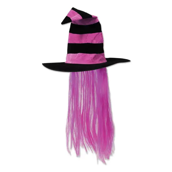 Beistle - Pink Witch Hat with Hair - 6 Pack {1}