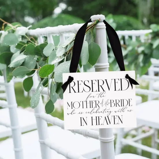 Ritzy Rose Mother of the Bride Memorial Sign - Black on 11x8in White Linen Cardstock with Black Ribbon {2}