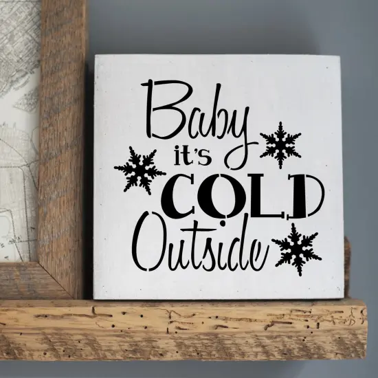 Baby It's Cold Outside Embossing 12 x 12 Stencil | FS045 by Designer Stencils | Word & Phrase Stencils | Reusable Stencils for Painting on Wood, Wall, Tile, Canvas, Paper, Fabric, Furniture, Floor | Reusable Stencil for Home Makeover {5}