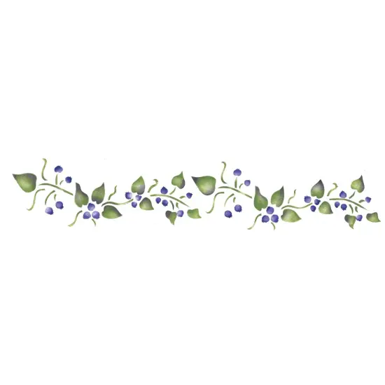 Blueberry Vine Wall Stencil Border | 174 by Designer Stencils | Floral Stencils | Reusable Art Craft Stencils for Painting on Walls, Canvas, Wood | Reusable Plastic Paint Stencil for Home Makeover | Easy to Use & Clean Art Stencil {1}