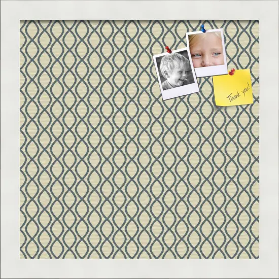 PinPix Custom Bulletin Board Yellow And Blue Waves Poster Board Has a Fabric Style Canvas Finish, Framed in Satin White Frame, by ArtToFrames (PinPix-321) {1}