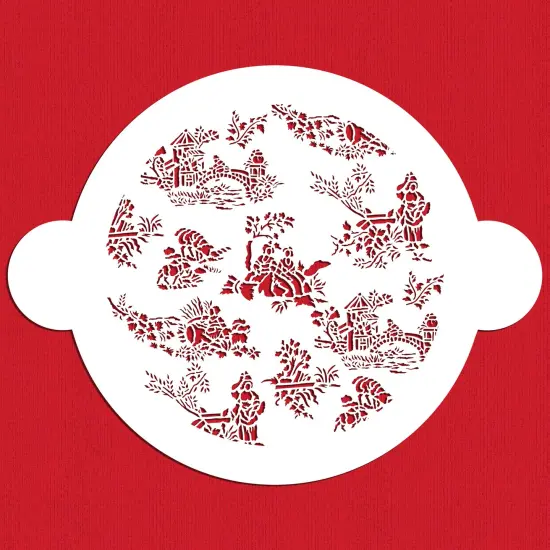 Small French Toile Cake Stencil | C163 by Designer Stencils | Cake Decorating Tools | Baking Stencils for Royal Icing, Airbrush, Dusting Powder | Reusable Plastic Food Grade Stencil for Cakes | Easy to Use & Clean Cake Stencil {1}