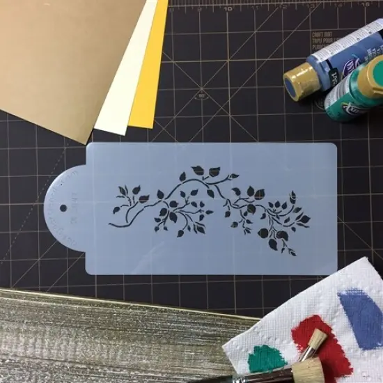 Rosebud Vine Cake Stencil | C047 by Designer Stencils | Cake Decorating Tools | Baking Stencils for Royal Icing, Airbrush, Dusting Powder | Reusable Plastic Food Grade Stencil for Cakes | Easy to Use & Clean Cake Stencil {4}