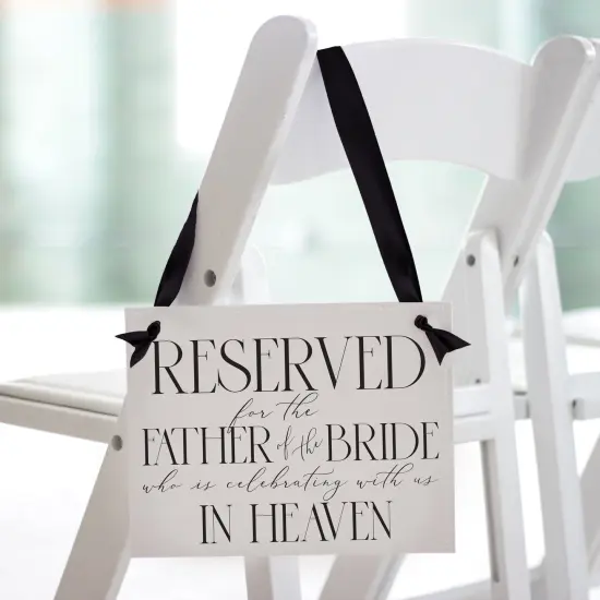 Ritzy Rose Father of the Bride Memorial Sign - Black on 11x8in White Linen Cardstock with Black Ribbon {6}