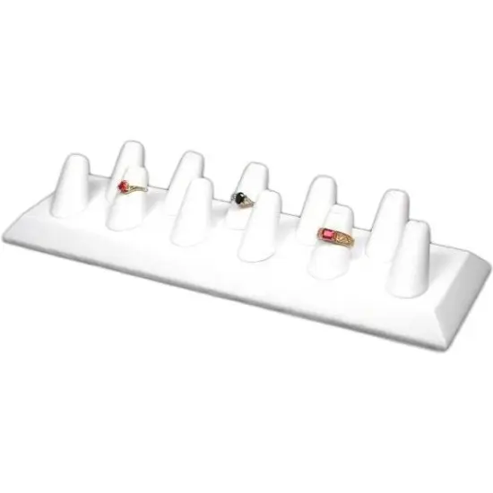 White Faux Leather 11 Finger Ring Jewelry Displays Showcase Kit 6 Pcs {1}