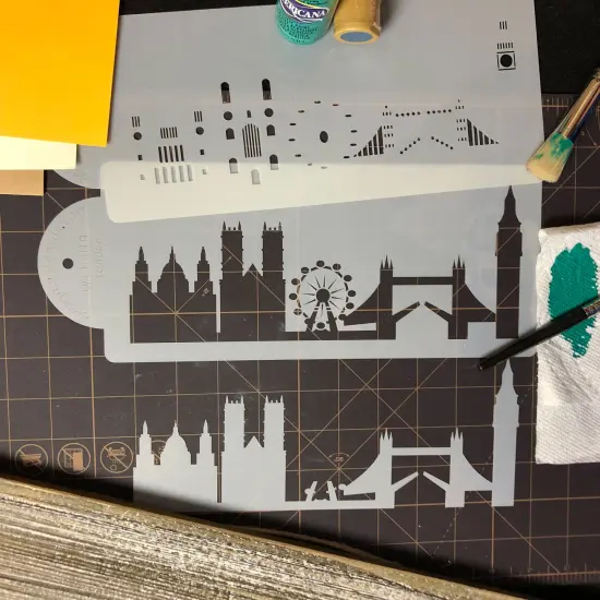 London Detailed Skyline Cake Stencil Side | C1001 by Designer Stencils | Cake Decorating Tools | Baking Stencils for Royal Icing, Airbrush, Dusting Powder | Reusable Plastic Food Grade Stencil for Cakes | Easy to Use & Clean Cake Stencil {4}