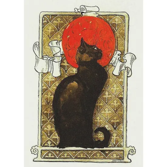Art Nouveau Black Cat Design detail Folk Art Counted Cross Stitch Pattern {2}
