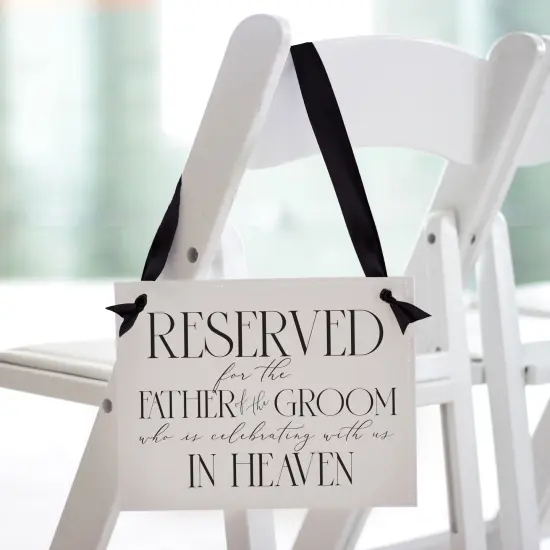 Ritzy Rose Father of the Groom Memorial Sign - Black on 11x8in White Linen Cardstock with Black Ribbon {6}