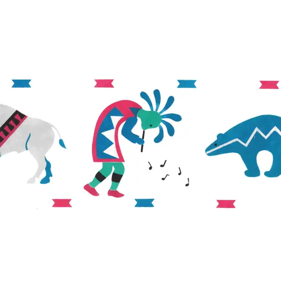 Native American Kokopelli Wall Stencil Border | 2454 by Designer Stencils | Pattern Stencils | Reusable Stencils for Painting | Safe & Reusable Template for Wall Decor | Try This Stencil Instead of a Wallpaper | Easy to Use & Clean {2}