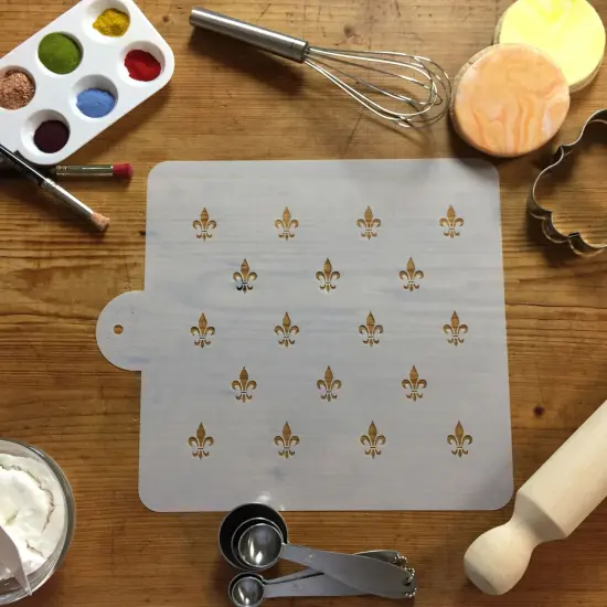 Fleur De Lis Miniprint Cake Stencil | C157 by Designer Stencils | Cake Decorating Tools | Baking Stencils for Royal Icing, Airbrush, Dusting Powder | Reusable Plastic Food Grade Stencil for Cakes | Easy to Use & Clean Cake Stencil {2}