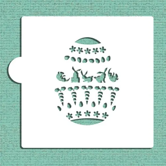 Bunnies and Carrots Easter Egg Cookie & Craft Stencil | CM086 by Designer Stencils | Cookie Decorating Tools | Baking Stencils for Royal Icing, Airbrush, Dusting Powder | Craft Stencils for Canvas, Paper, Wood | Reusable Food Grade Stencil {6}