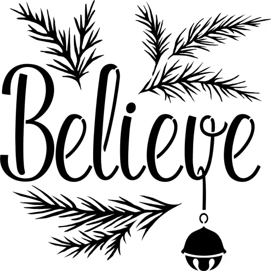 Believe Embossing 12 x 12 Stencil | FS038 by Designer Stencils | Word & Phrase Stencils | Reusable Stencils for Painting on Wood, Wall, Tile, Canvas, Paper, Fabric, Furniture, Floor | Reusable Stencil for Home Makeover | Easy to Use & Clean {1}