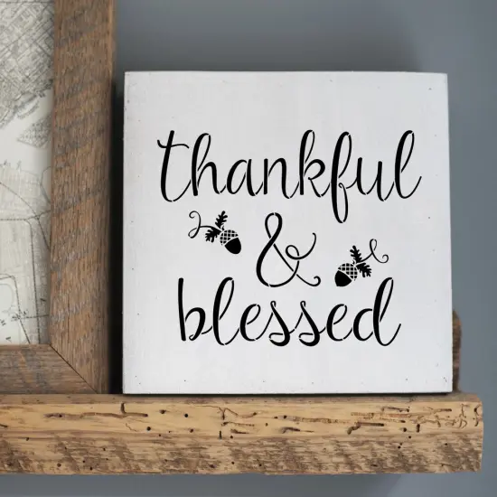 Thankful & Blessed Embossing 12 x 12 Stencil | FS097 by Designer Stencils | Word & Phrase Stencils | Reusable Stencils for Painting on Wood, Wall, Tile, Canvas, Paper, Fabric, Furniture, Floor | Reusable Stencil for Home Makeover {4}