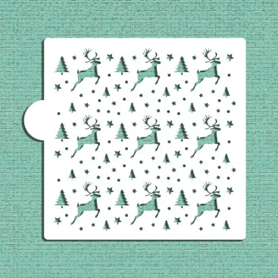 Prancing Reindeer Cookie & Craft Stencil | CM076 by Designer Stencils | Cookie Decorating Tools | Baking Stencils for Royal Icing, Airbrush, Dusting Powder | Craft Stencils for Canvas, Paper, Wood | Reusable Food Grade Stencil {1}