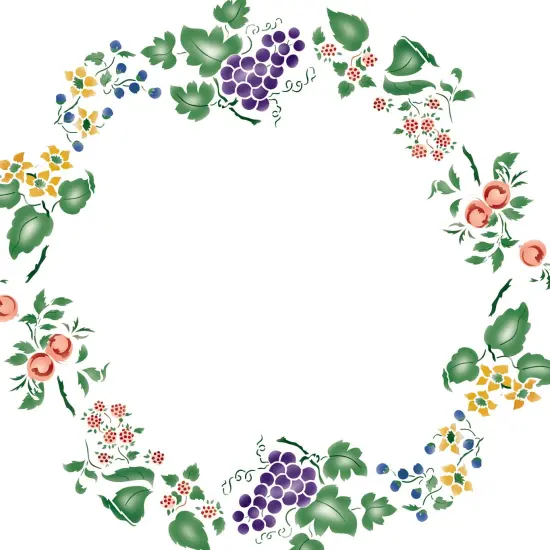 Fruit and Flower Circle Wall Stencil | 1582 by Designer Stencils | Floral Stencils | Reusable Art Craft Stencils for Painting on Walls, Canvas, Wood | Reusable Plastic Paint Stencil for Home Makeover | Easy to Use & Clean Art Stencil {2}