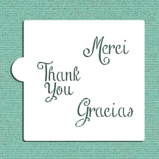 Merci, Thank You and Gracias Cookie & Craft Stencil | CM098 by Designer Stencils | Cookie Decorating Tools | Baking Stencils for Royal Icing, Airbrush, Dusting Powder | Craft Stencils for Canvas, Paper, Wood | Reusable Food Grade Stencil {3}