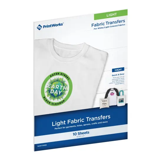 Printworks Light T-Shirt Transfers for Inkjet Printers, 10 Sheets, 8 &frac12;&rdquo; x 11&rdquo; (00636-6) {1}