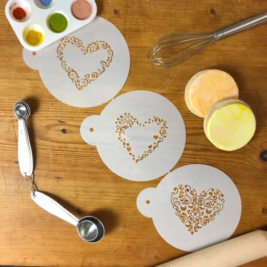 Swirl Valentine Heart Cookie Stencils | C202 by Designer Stencils | Cookie Decorating Tools | Baking Stencils for Royal Icing, Airbrush, Dusting Powder | Reusable Plastic Food Grade Stencil for Cookies | Easy to Use & Clean Cookie Stencil {6}
