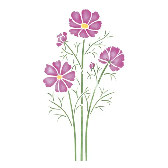 Cosmos Flower Wall Stencil | 1307 by Designer Stencils | Reusable Art Craft Stencils for Painting | {1}