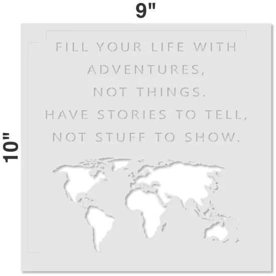 Adventure Quote and Map Embossing 12 x 12 Stencil | FS063 by Designer Stencils | Word & Phrase Stencils | Reusable Stencils for Painting on Wood, Wall, Tile, Canvas, Paper, Fabric, Furniture, Floor | Reusable Stencil for Home Makeover {2}