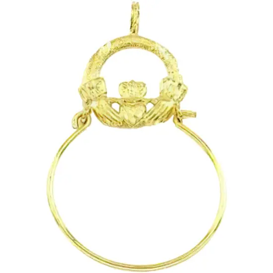 14K Gold Claddagh Charm Holder 18" Chain Jewelry {1}