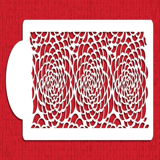 Camilla Rose Cake Stencil Middle Tier | C412 by Designer Stencils | Cake Decorating Tools | Baking Stencils for Royal Icing, Airbrush, Dusting Powder | Reusable Plastic Food Grade Stencil for Cakes | Easy to Use & Clean Cake Stencil {1}