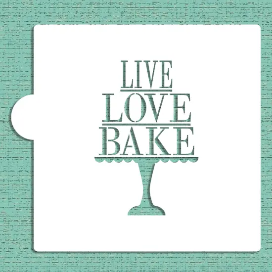 Live, Love, Bake Cookie & Craft Stencil | CM114 by Designer Stencils | Cookie Decorating Tools | Baking Stencils for Royal Icing, Airbrush, Dusting Powder | Craft Stencils for Canvas, Paper, Wood | Reusable Food Grade Stencil {2}