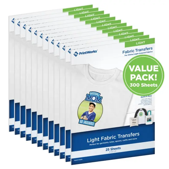 Printworks Light T-Shirt Transfers for Inkjet Printers, 300 Sheet Value Pack, 8 &frac12;&rdquo; x 11&rdquo; (00530C) {1}